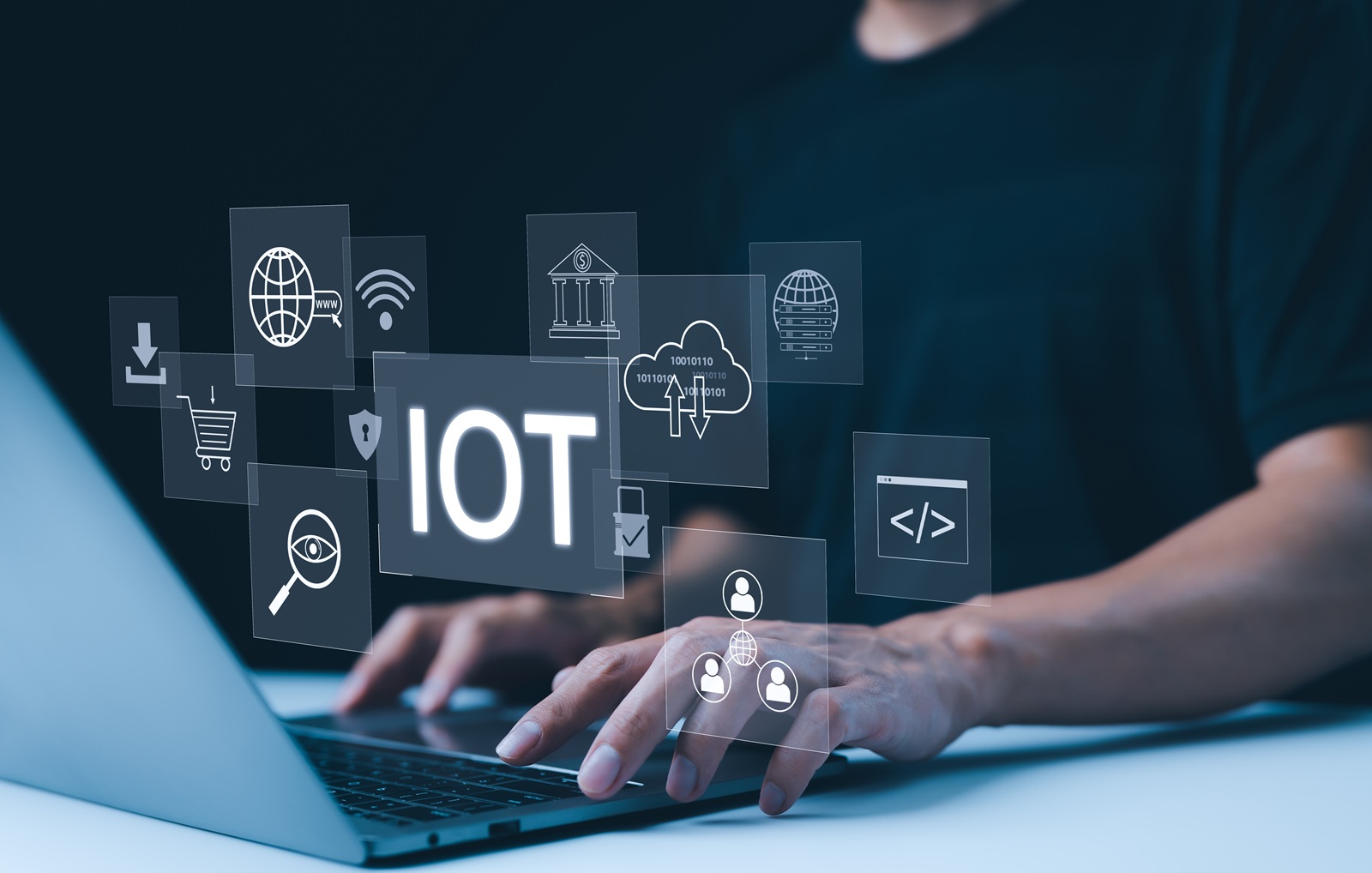 Iot ,Concept.,Internet,Of,Things.,A,Person,Working,On,Laptop