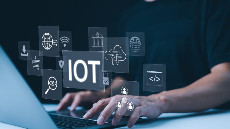 Iot ,Concept.,Internet,Of,Things.,A,Person,Working,On,Laptop